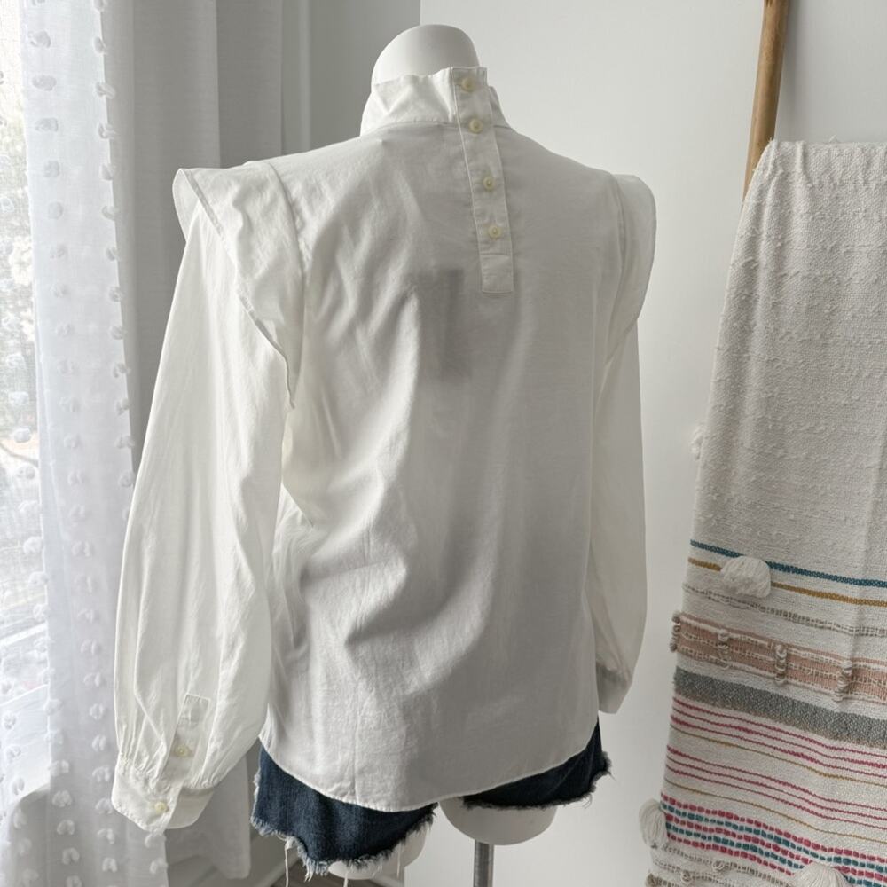 Everlane The Wing-Shoulder White Mockneck Long Puff Sleeve Pullover Top Size 14 - Picture 4 of 14